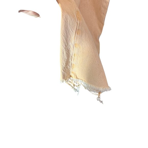 Zara Womens Peach Denim Frayed Hem Straight Leg Jeans Size 12 Made In Turkey - Picture 2 of 5